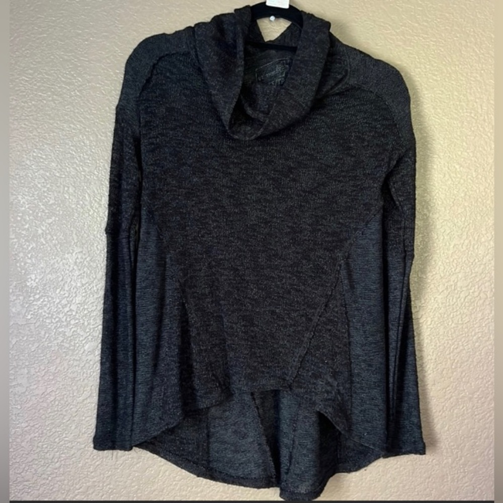 Free People Black Knit High Low Cowl neck Sweater
